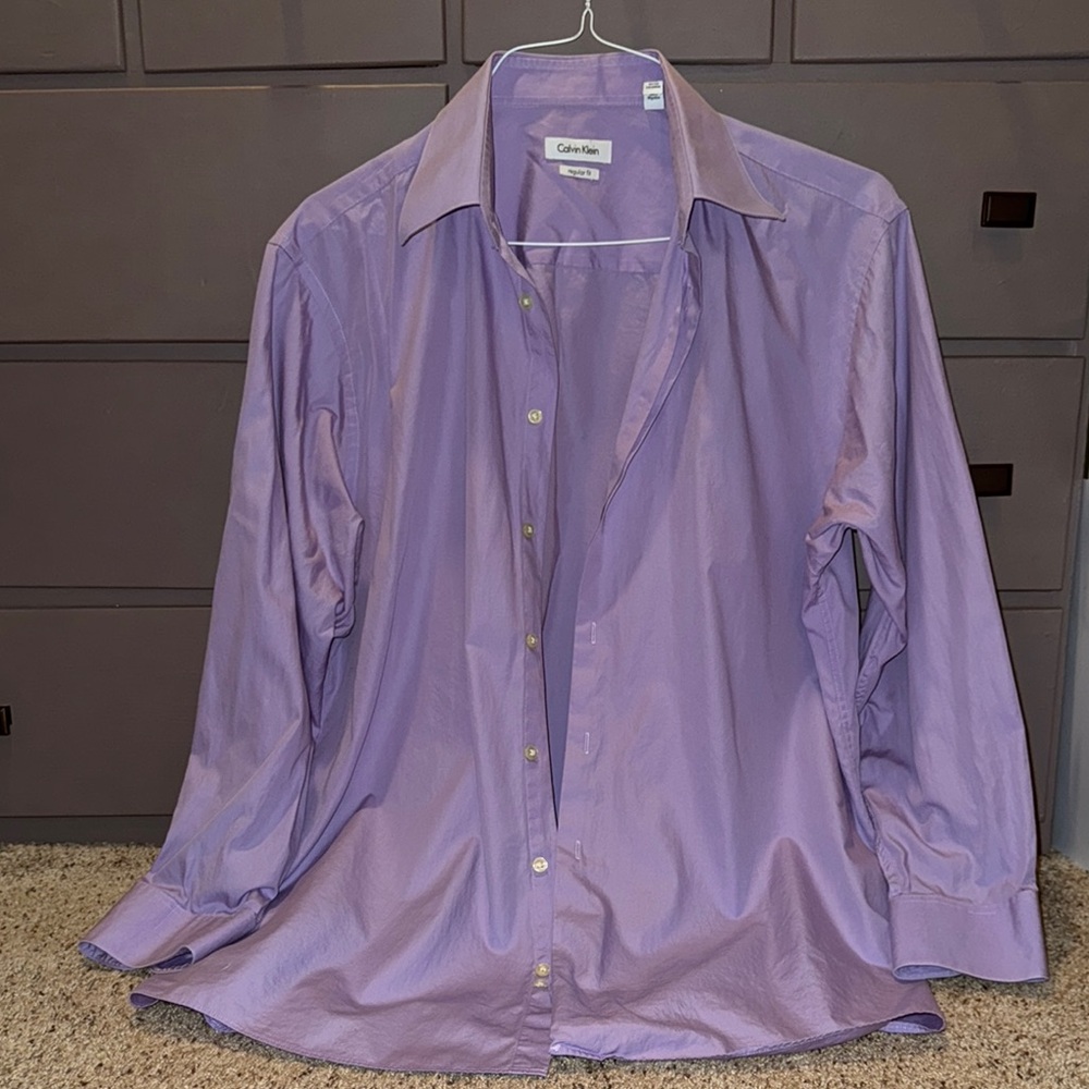 Calvin Klein Purple Dress Shirt Regular Fit
